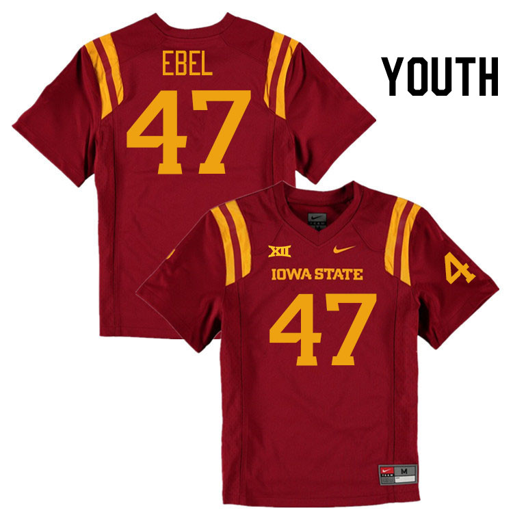 Youth #47 Kooper Ebel Iowa State Cyclones College Football Jerseys Stitched Sale-Cardinal - Click Image to Close